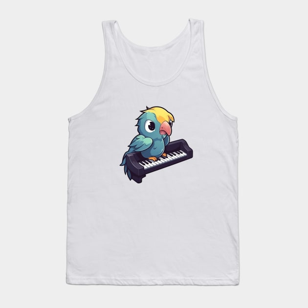 Parrot Playing Piano Tank Top by Artifyio